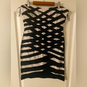 Double Zero nude / black pattern elegant tube dress